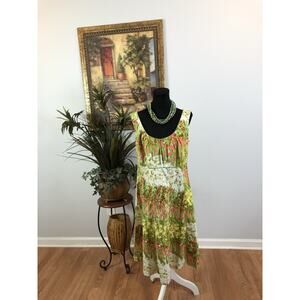 New Directions Women Dress 18W Boho Artsy Lagenlook Summer Sleeveless Zipper Bck